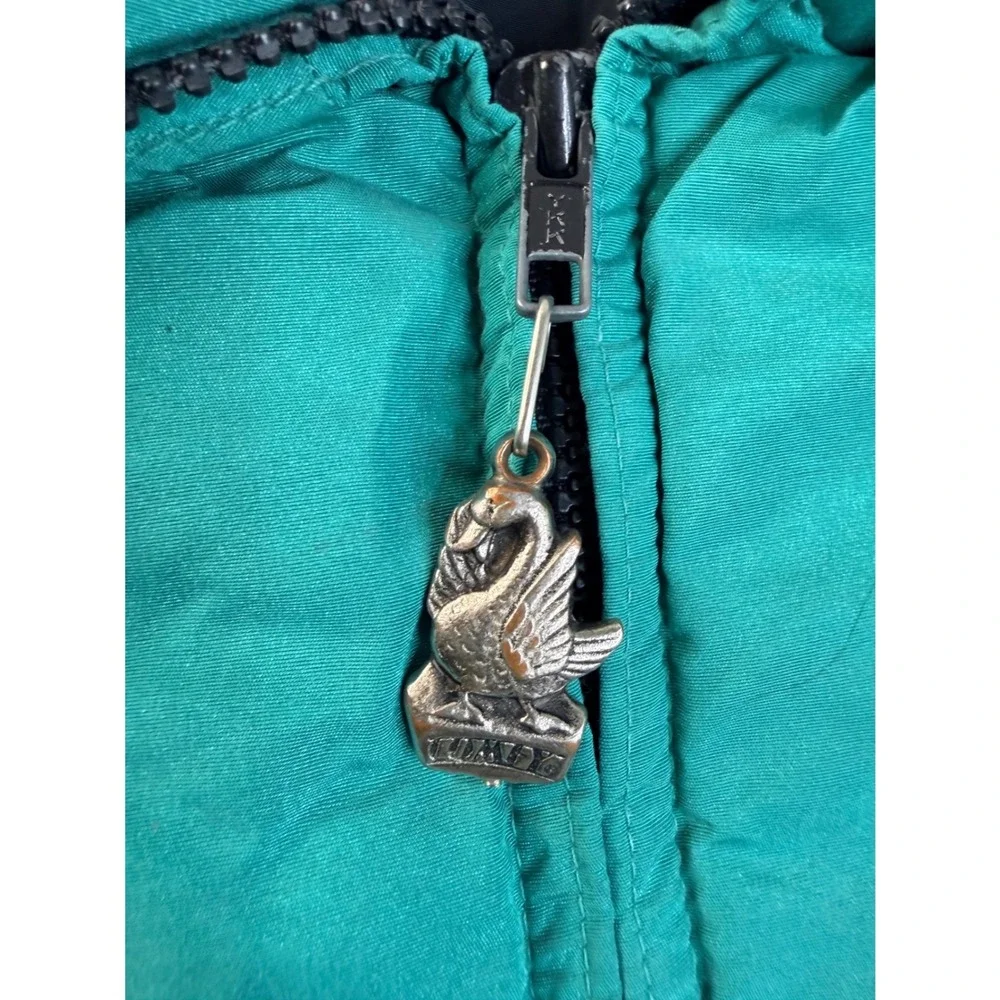 Vintage Comfy Down Puffer Jacket Womens 10 Teal Green USA Made 90s Southwestern